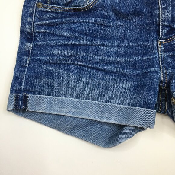 PAIGE Medium Wash 5 Pocket Logo Hardware JIMMY JIMMY Cuffed Hem Denim Shorts - Picture 6 of 9